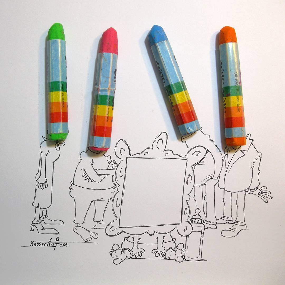 Иранский художник показал всю суть жизни родителей и детей — с помощью карандаша и пары предметов