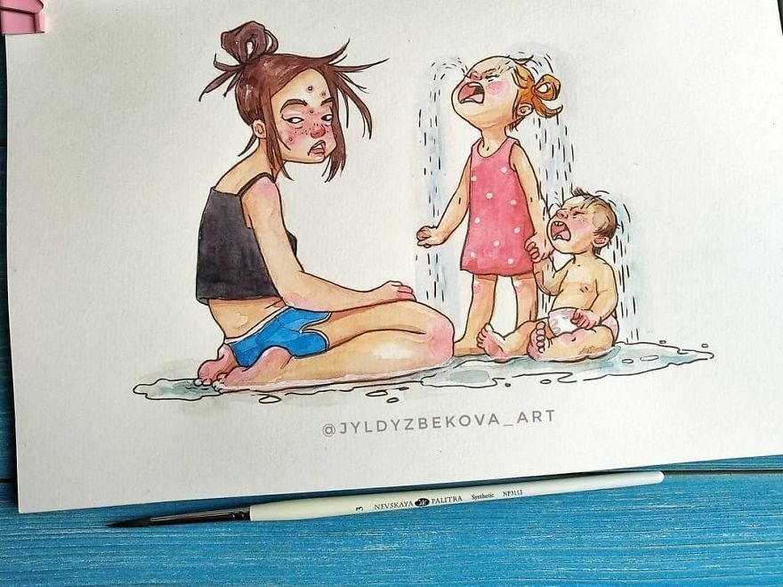 Я рисую свою обычную жизнь: мама забавно о суровых родительских буднях